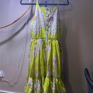 FARM Rio Lime Green Floral Midi Dress